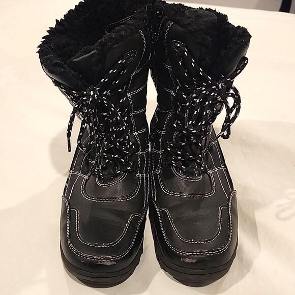 TOTES Women Size 8 Winter Boots Faux Fur Lace Up & Zipper for closure - Picture 2 of 10